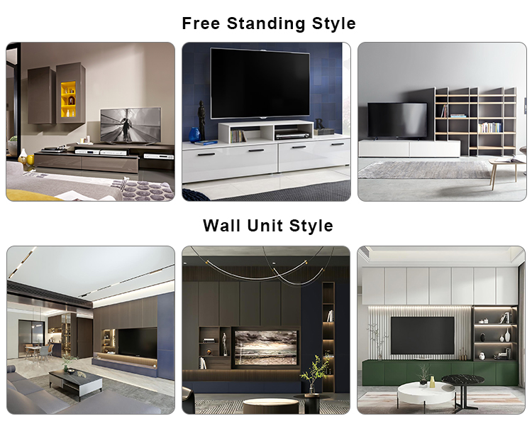 2022 Home Interior Wall Decorating Ideas Modern Living Room Wood PANEL TV Cabinet Design