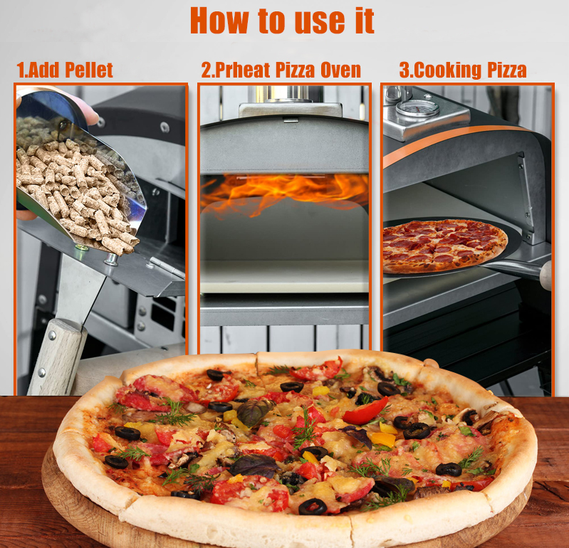 Outdoor Garden Patio Pizza Oven with Pizza Stone and App-Controlled Wood Fired Design