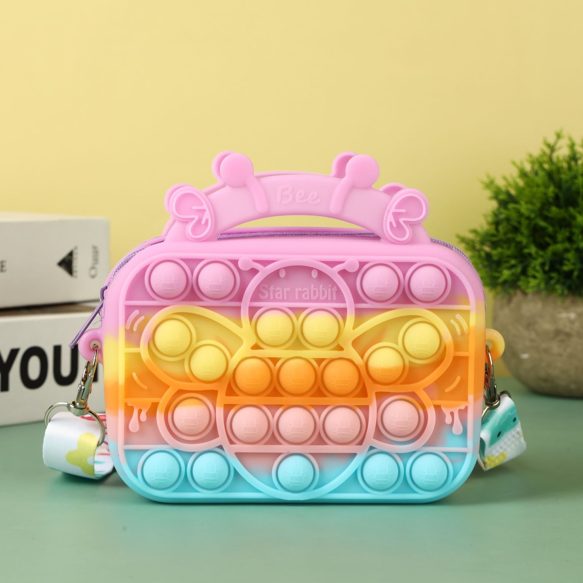Lightweight Cute Silicone Tote Bag Makeup Bag Pencil Case For Kids School Office Suppllies Crossbody Shoulder Handbag