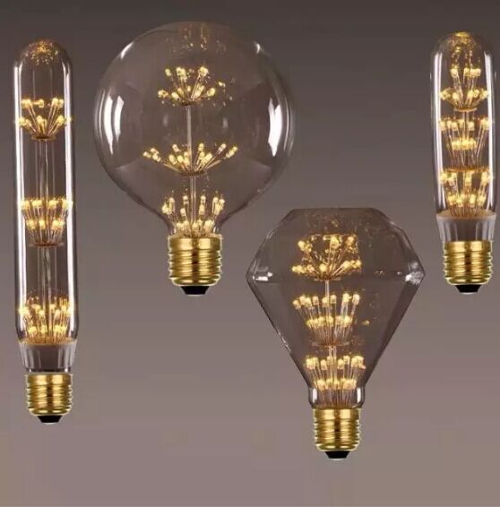 unique design led fireworks lightbulbs T30 125mm 2400K warm glow CE
