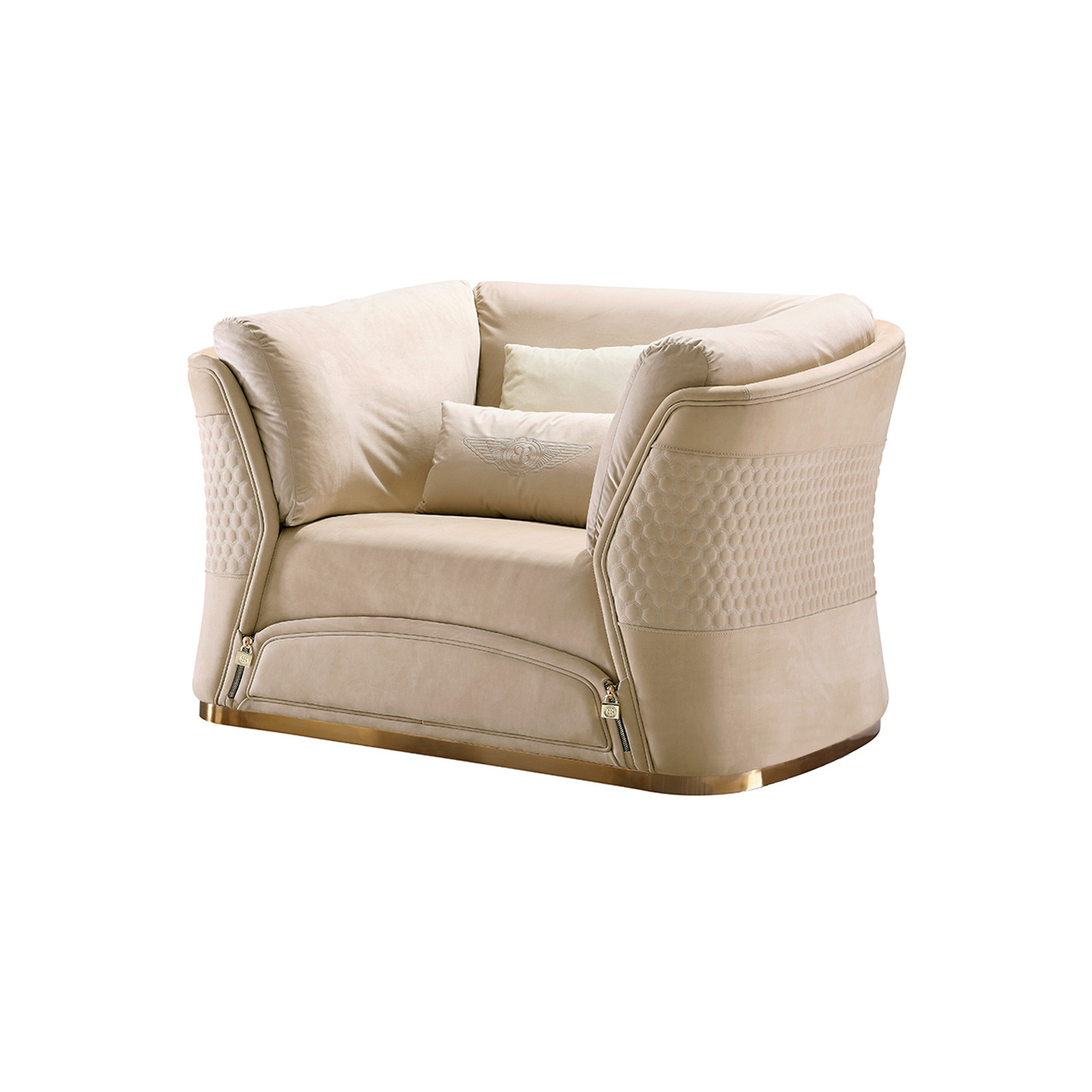 Joyful ever furniture factory Light luxury design sofa in Glossy painting frame and Italy leather upholstered