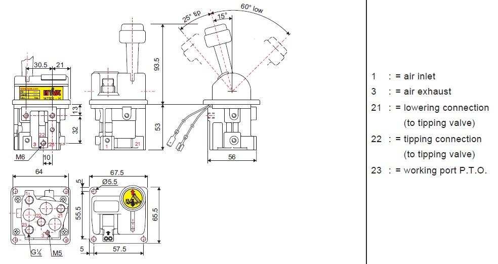 5-12 Bar Dump Truck Pto Controls FLYQF34-C With Indicator Light CE Approval