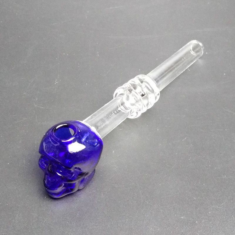 Long Colored Elegant Glass Smoking Pipe Handle Tubes Multi Design