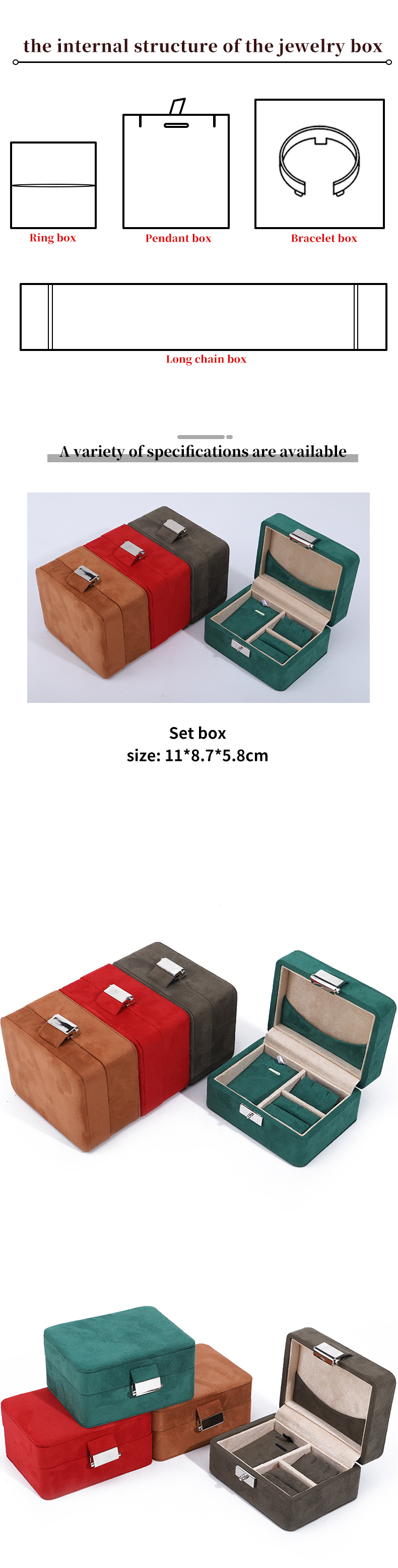 Handmade Custom Logo Velvet Jewelry Box for Travel Necklace and Ring Storage