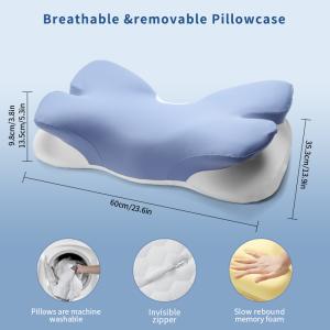  1.36kg Contoured Memory Foam Pillow Support Level Neck And Head Washable Cover Yes Manufactures
