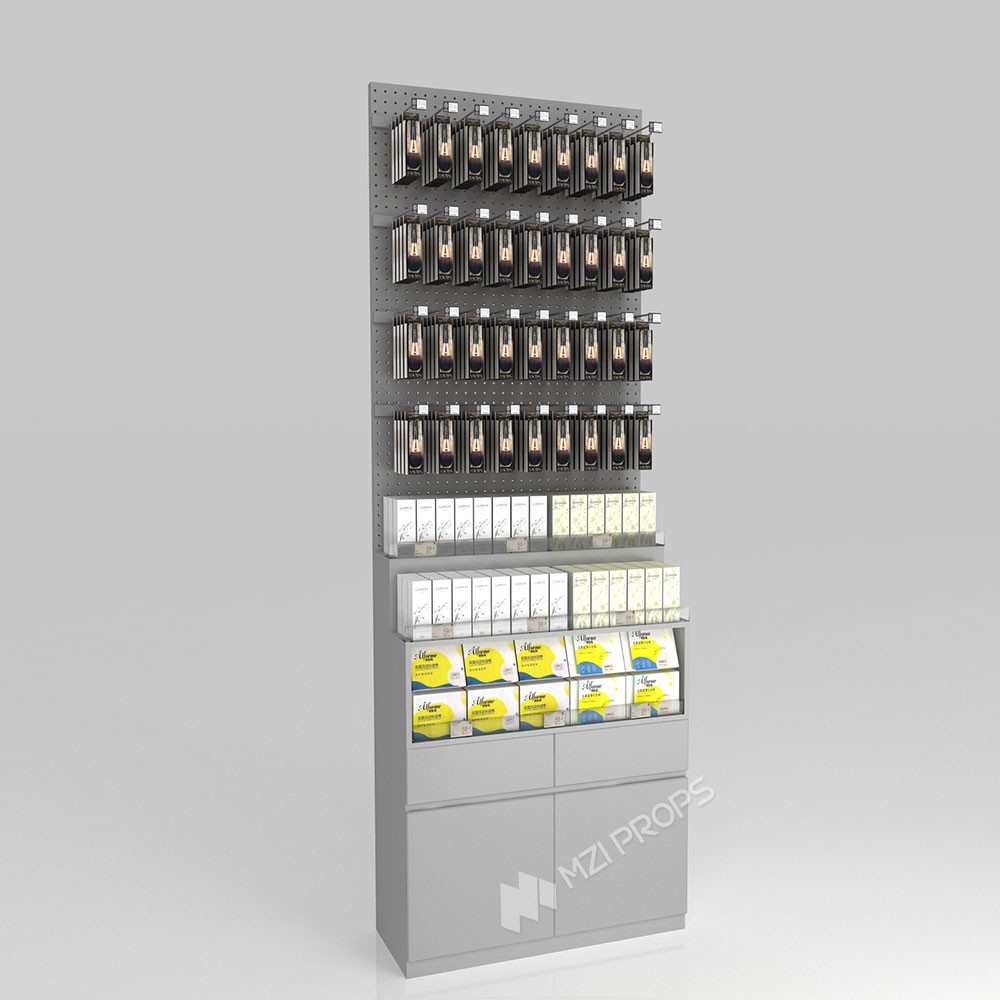 GDR01-BZ-03 Retail Display Column with Grey Melamine and Iron Structure for Modern Retail Stores