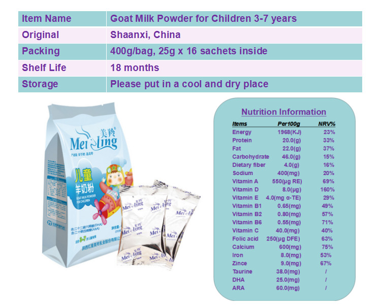 Rich DHA Children Formula Goat Milk Powder Natural Short Medium Chain Fatty Acids