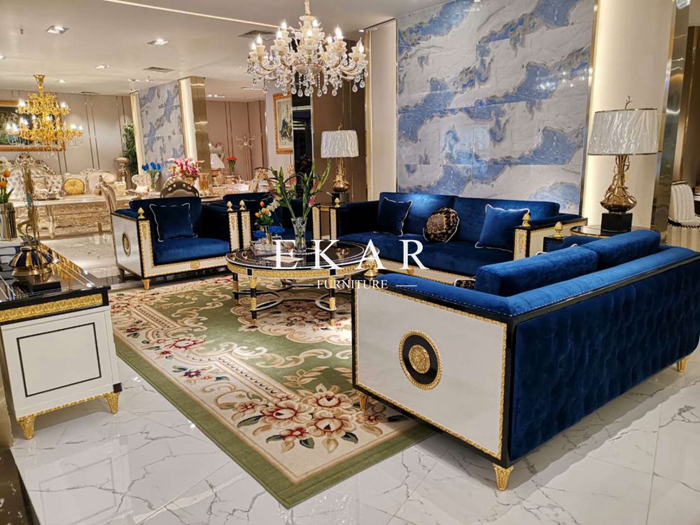Spanish Style Wooden Design Royal Furniture fabric Upholstery latest modern Contemporary Sofa Set