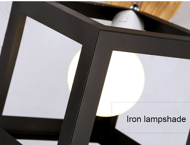 E27 Led Ceiling Light Industrial Nordic Modern Ceiling Lamp for Living Room Bedroom Decor Wood Cube Earth Lamp(WH-WA-58)