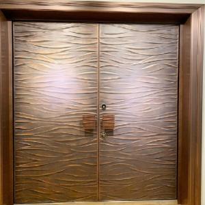  Cast Bronze And Copper Exterior Front Double Doors For Villa Apartment Manufactures