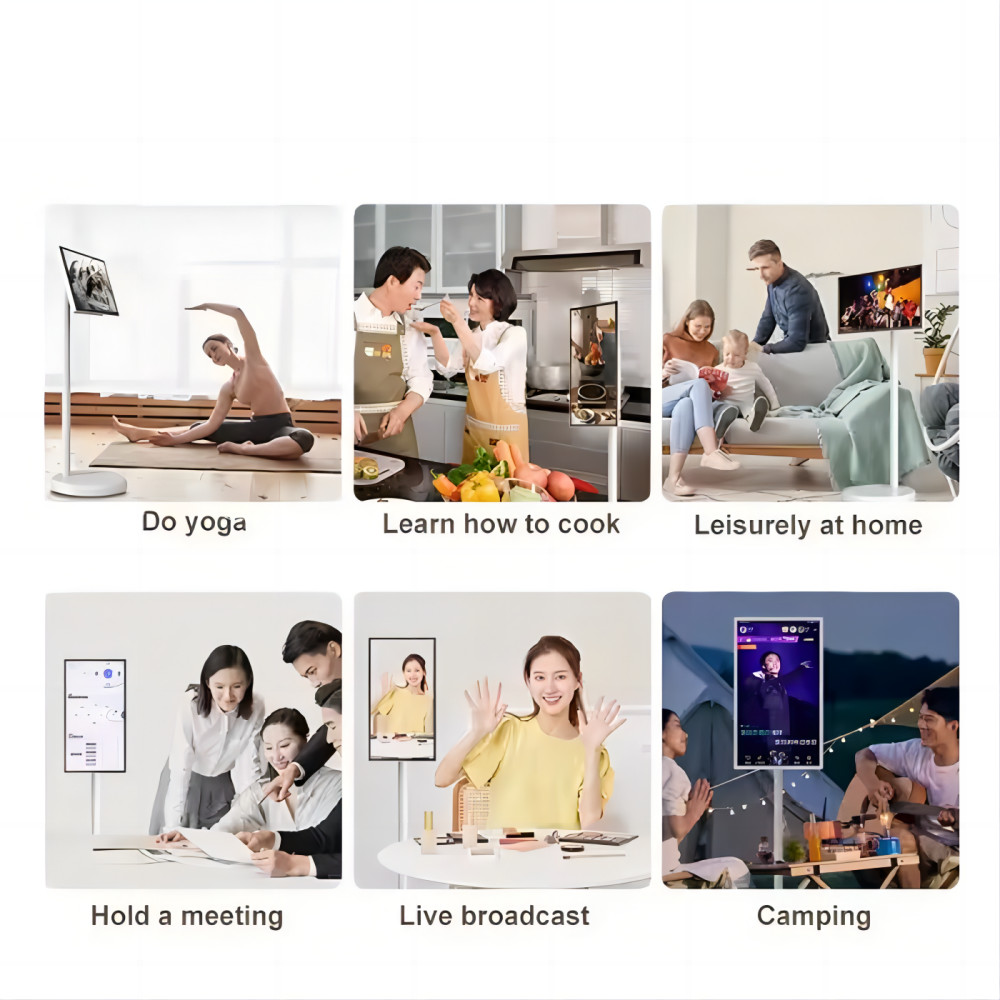 iBoard 32 inch Portable Smart Android Screen Indoor Movable Touch Screen Smart Tv Rotating Portable Tv For Live Streaming