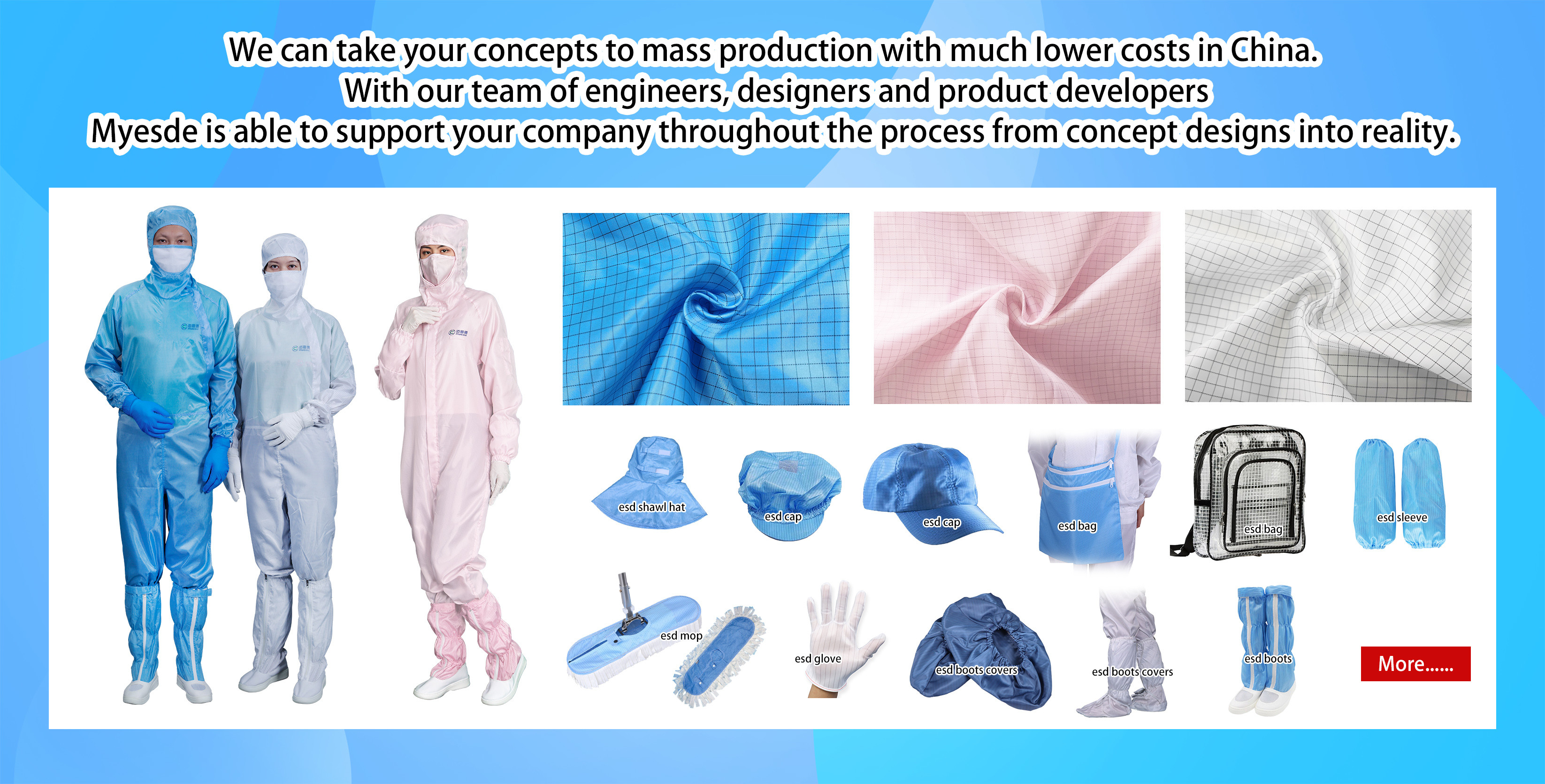 1.65 Meters Width Electrostatic Discharge Fabric For Anti Static Clothing EN 1149 Standard