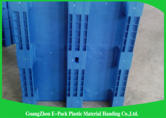 1200 * 800mm Blue Plastic Pallets With Three Runners , Plastic Skids Pallets Virgin HDPE