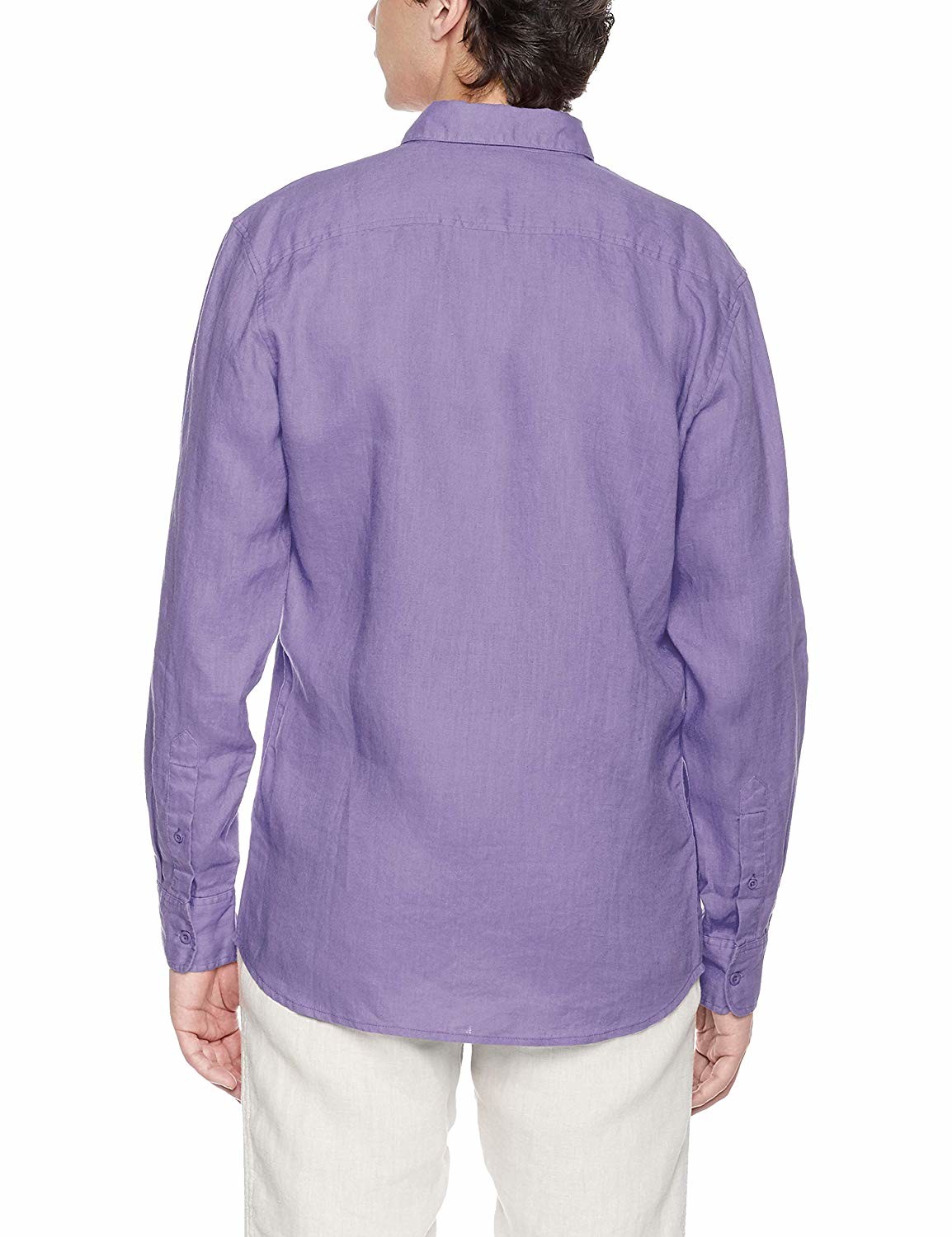 Plain Purple Woven Mens Casual Linen Shirts Full Sleeve with Turn down Collar