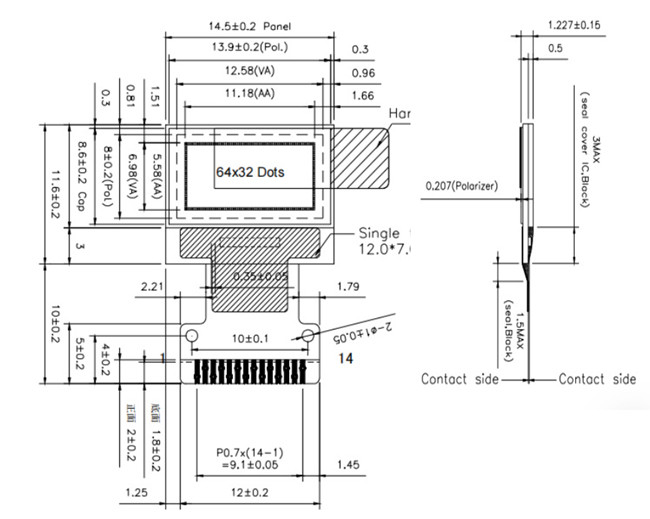 0.49 Inch OLED Display Module 64x32 Graphics Display Industrial Grade