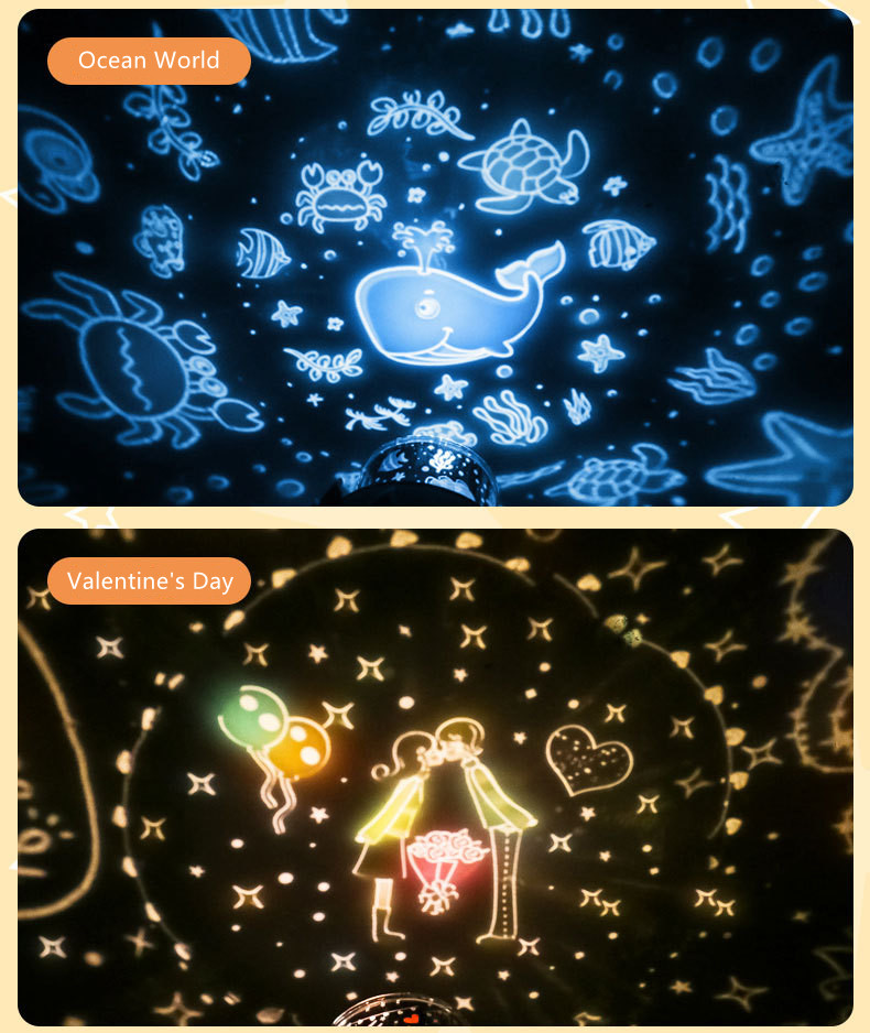 Funny Remote Control Crown Duck Projector Lamp Night Light Music Box For Kids Toddlers Baby Gifts Free with 6 Projection