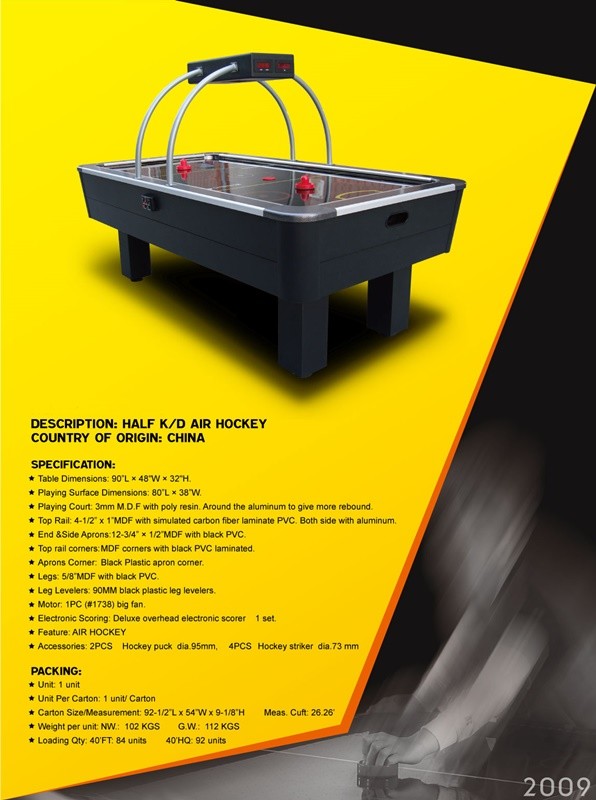 90 Inches Electronic Scoring Air Hockey Table Double Steel Rods With Aluminum Rails