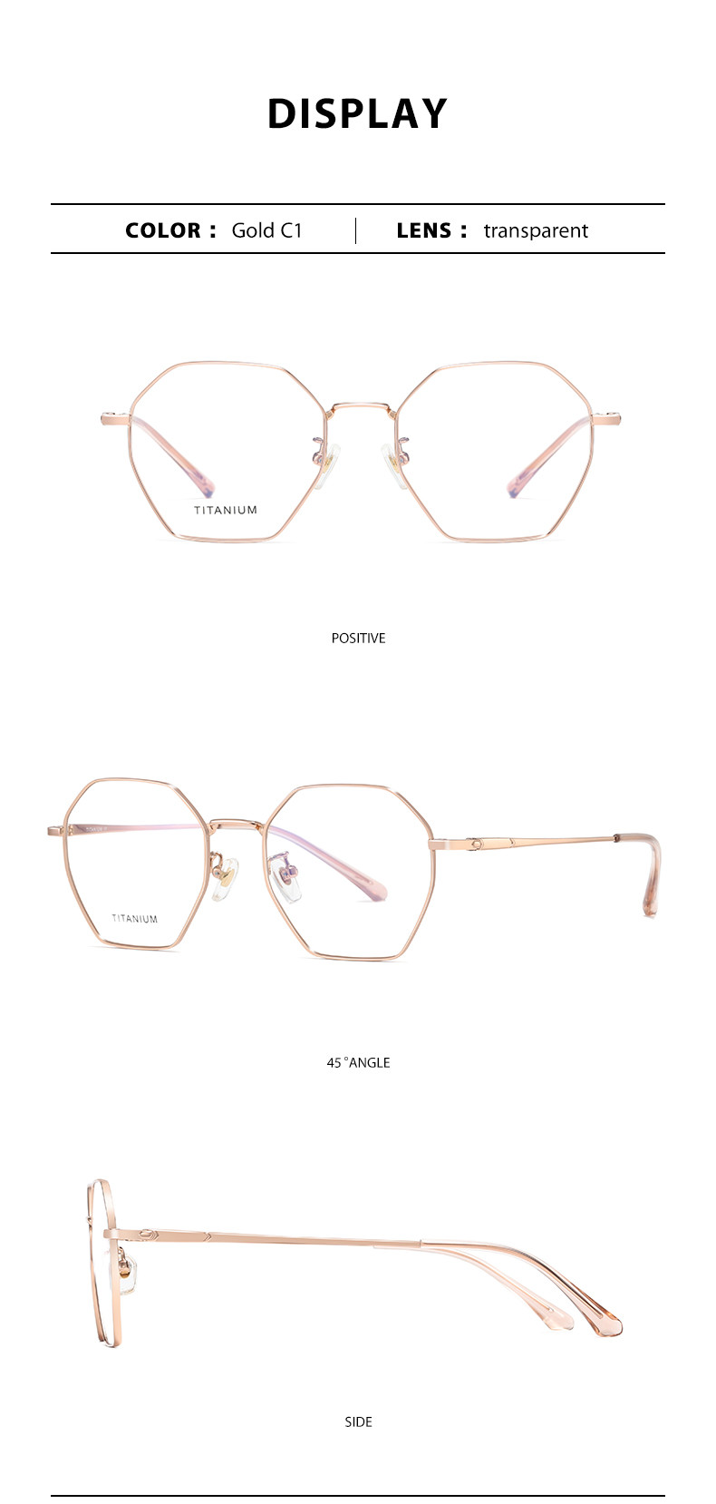 Pure Titanium Frame Glasses , Replaceable Lens Unisex Clear Glasses