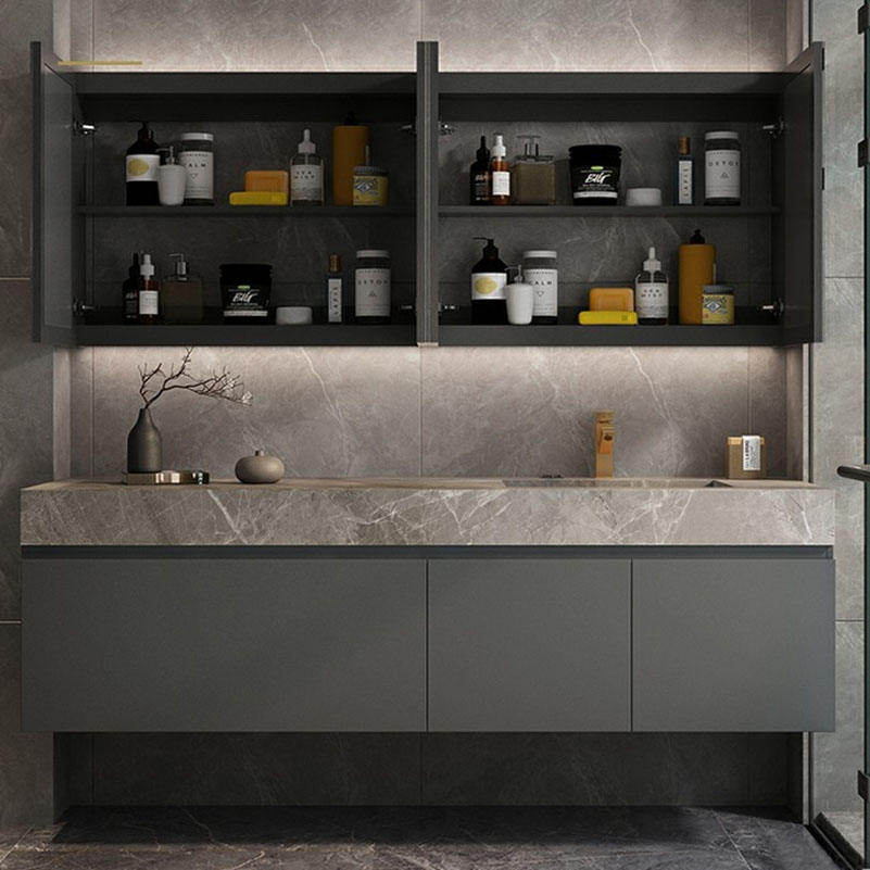 Hardware YALIG Modern Furniture Bathroom Cabinet with Mirrored Sink and Drawer Slides