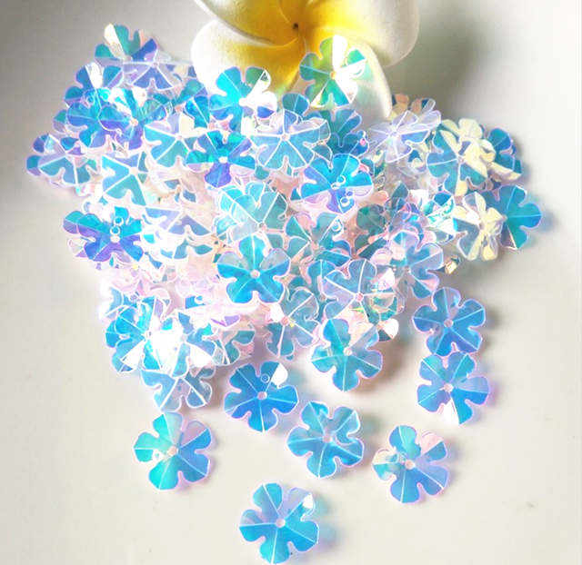 Flower Style Aurora Color Plum Sequins Loose 8mm Transparent 12mm PET Accessories for Sewing Shoes 365 Colors Included