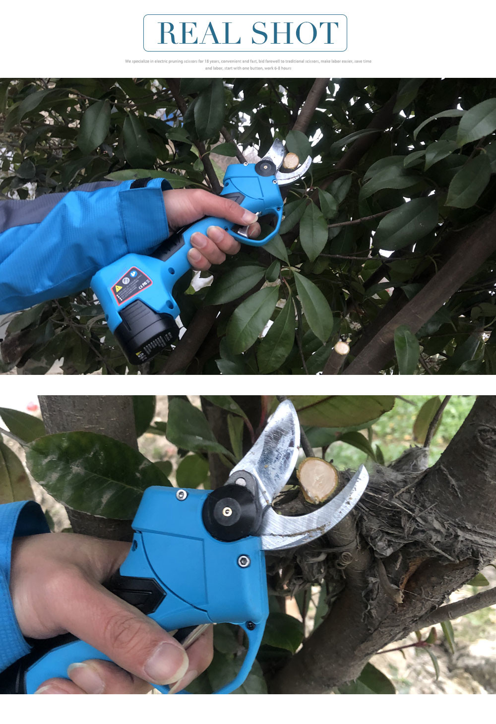 16.8V 2.5CM Battery Orchard Pruer Electric Pruning Scissors Shears with Finger Protection