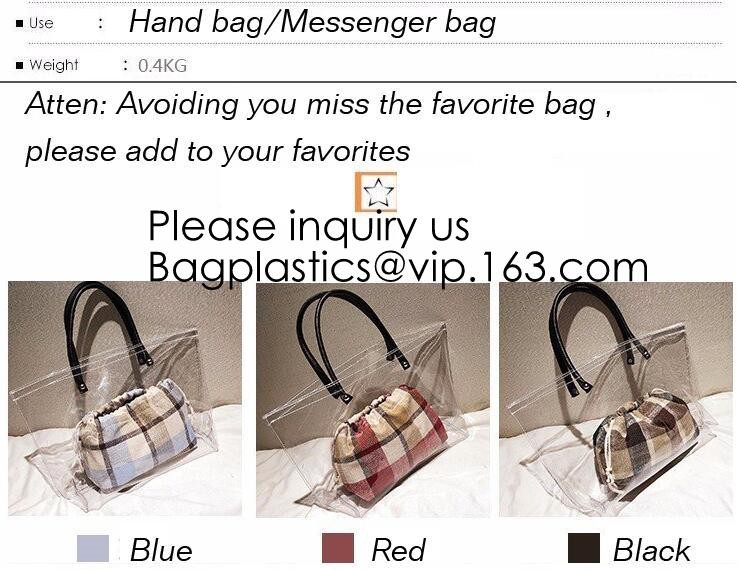 Stadium Approved Environmentally New Clear Tote PVC Shoulder Transparent Shopping Bag,Recycled Clear Pvc Shopping Tote B