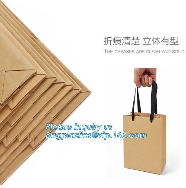 Customized Red Printed Kraft Paper Shopping Bag with Ribbon Handles and Bowknot,Kraft Paper Shopping Bag with Kinds off
