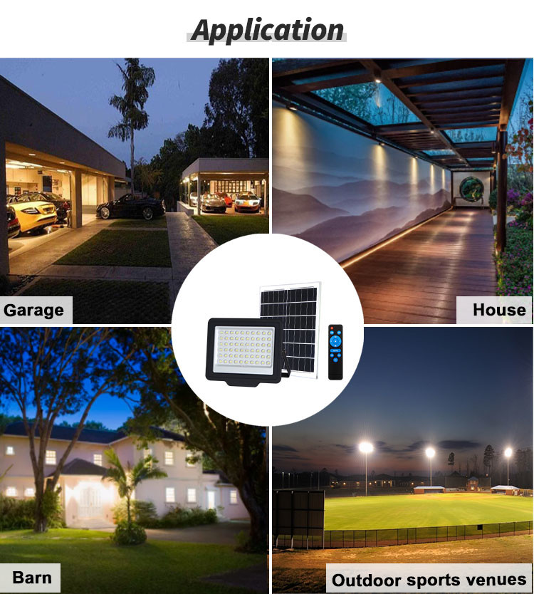 CRI80 6500K 50 W Solar Outdoor Flood Lights Gray ABS LiFePO4 High Efficiency