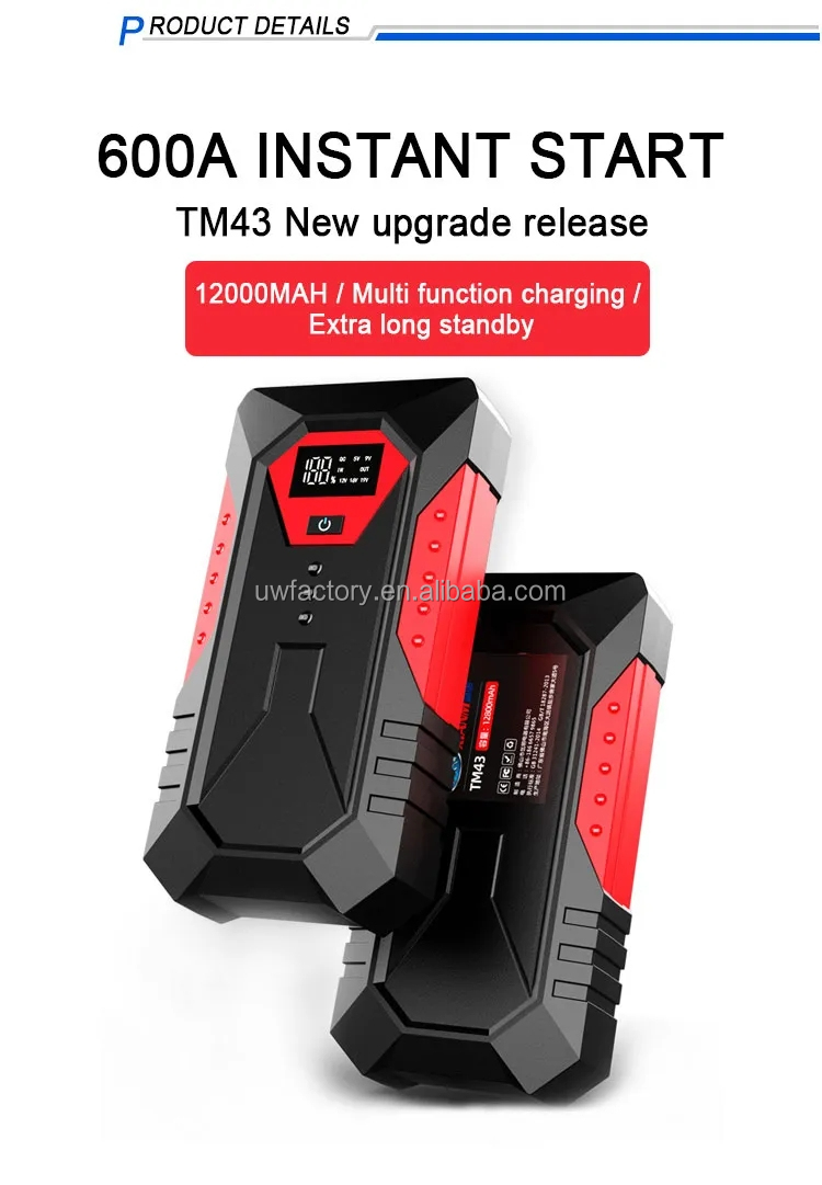 12v Portable Jump Starter For Rechargeable Batteries 28000mAh Multi-Function Power Bank With AC400V Rated Output Voltage