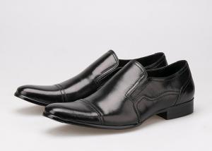 China Formal Business Men'S Wedding Dress Shoes Wear Resistant Flat Black Leather Slip On Shoes on sale