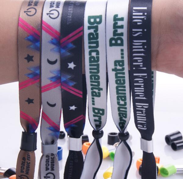 New customed print logo promotional polyester fabric woven sports bracelet gifts