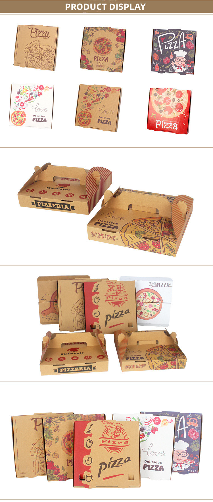 CMYK Offest Printing Corrugated Cardboard Pizza Delivery Box Packaging 15Inch
