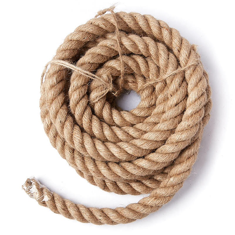 Dia 36 mm 3 strand natrual fiber brown twisted rope for packing mooring boat and more