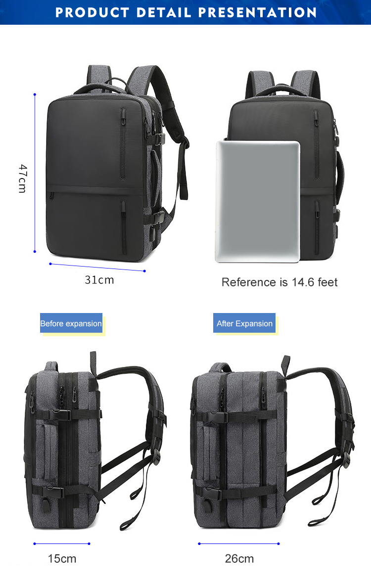 35 Litre Multi Functional Rucksack Computer Interlayer Expandable Computer Bag