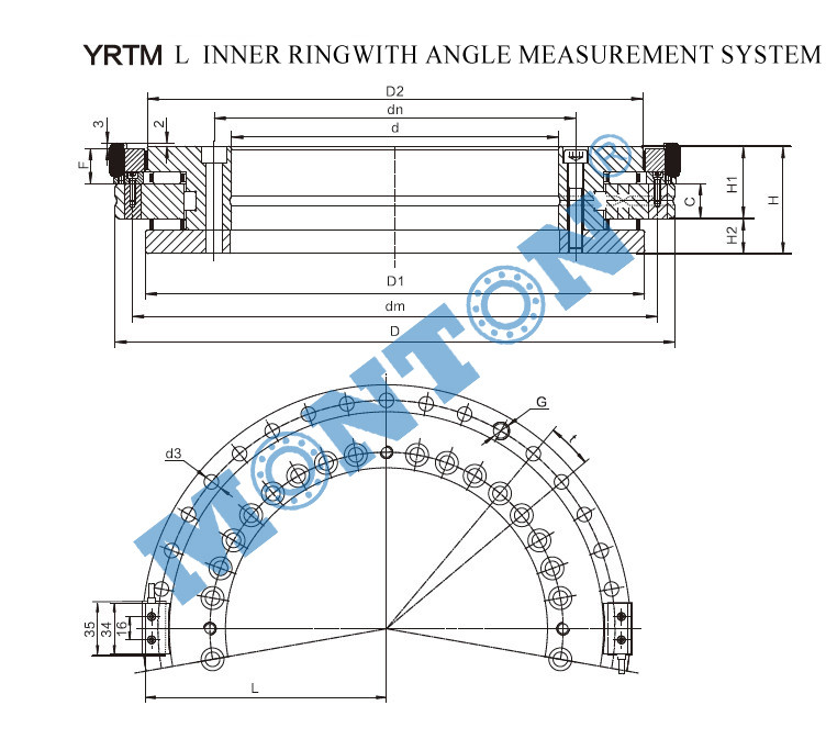YRTM460 Axial And Radial Precision Turntable Bearing Yrtm With Angle Measuring System