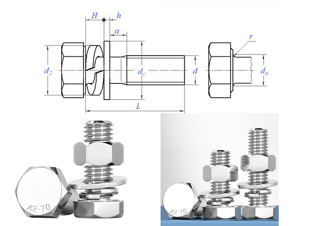 M3 - M14 Machine Bolt Hex Head Bolts And Nuts High Torsional Strength