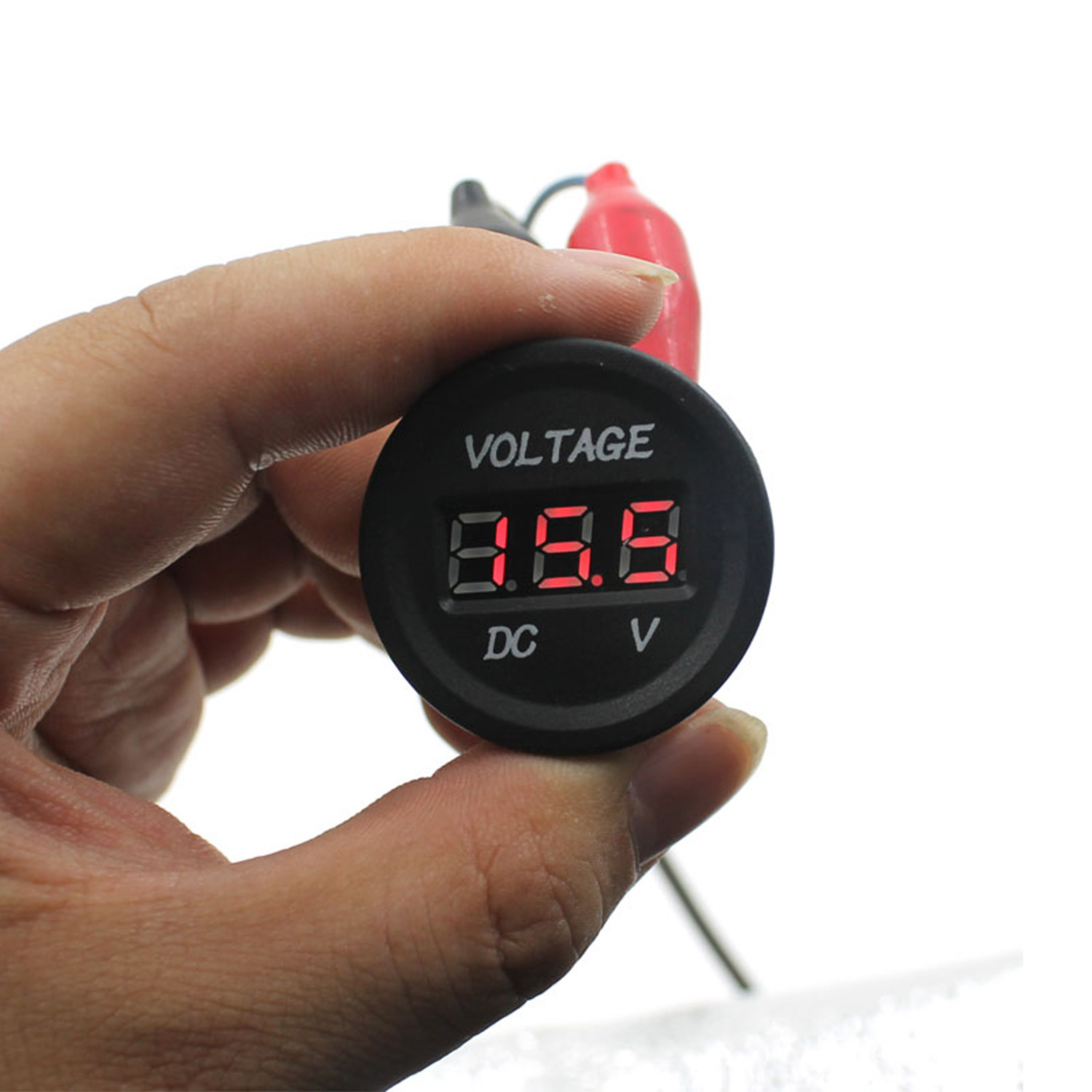 Waterproof Round Motorbike Volt Meter , Mini 12v Led Voltmeter