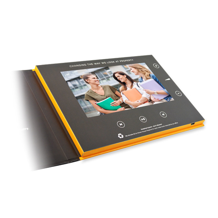Custom print LCD video brochure,7 inch video booklet for direct marketing