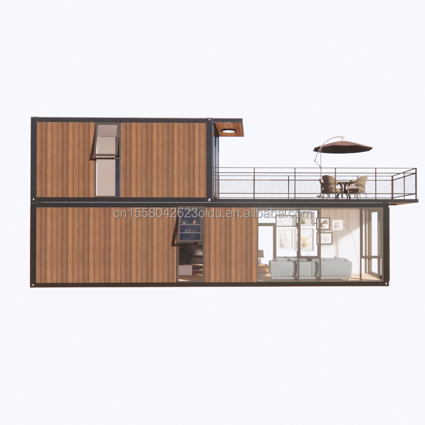 3 Bedroom Modular Prefab Container House Modern Design Steel Wall Panel Wooden Color Expandable Prefabricated for Living