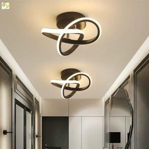 Modern Simple Aluminum Led Ceiling Lamp Built In Curved Shaped