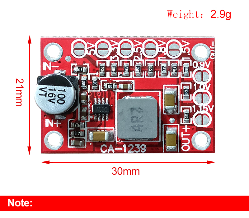 CA-1239 Adjustable Buck Converter 5-15V Input 1.25V/1.5V/1.8V/2.5V/3.3V/5V Output Board Mount DC-DC Step down Power Module