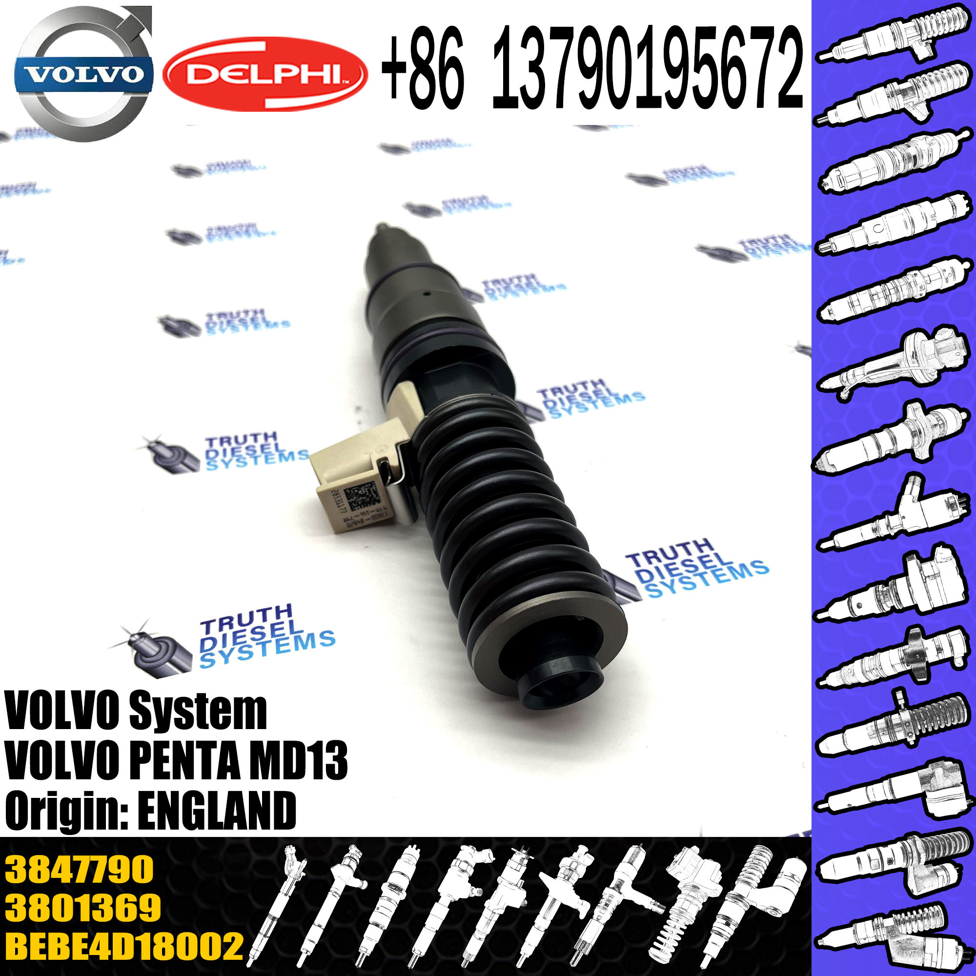 MD13 Diesel Engine Fuel injector BEBE4D18002 3801369 3847790 for VOL penta P1468