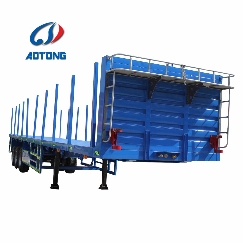 Japan Market Semi Truck Flatbed Trailer with 80T Max Payload and Hydraulic Ladder