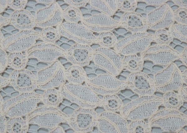 Ivory Cotton Nylon Lace Anti-Static Fabric For Dresses OEM / ODM CY-LW0707