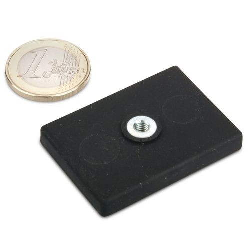Custom Rubber POT Coated Neodymium Rectangular Magnets with Two Holes Full Force As Request