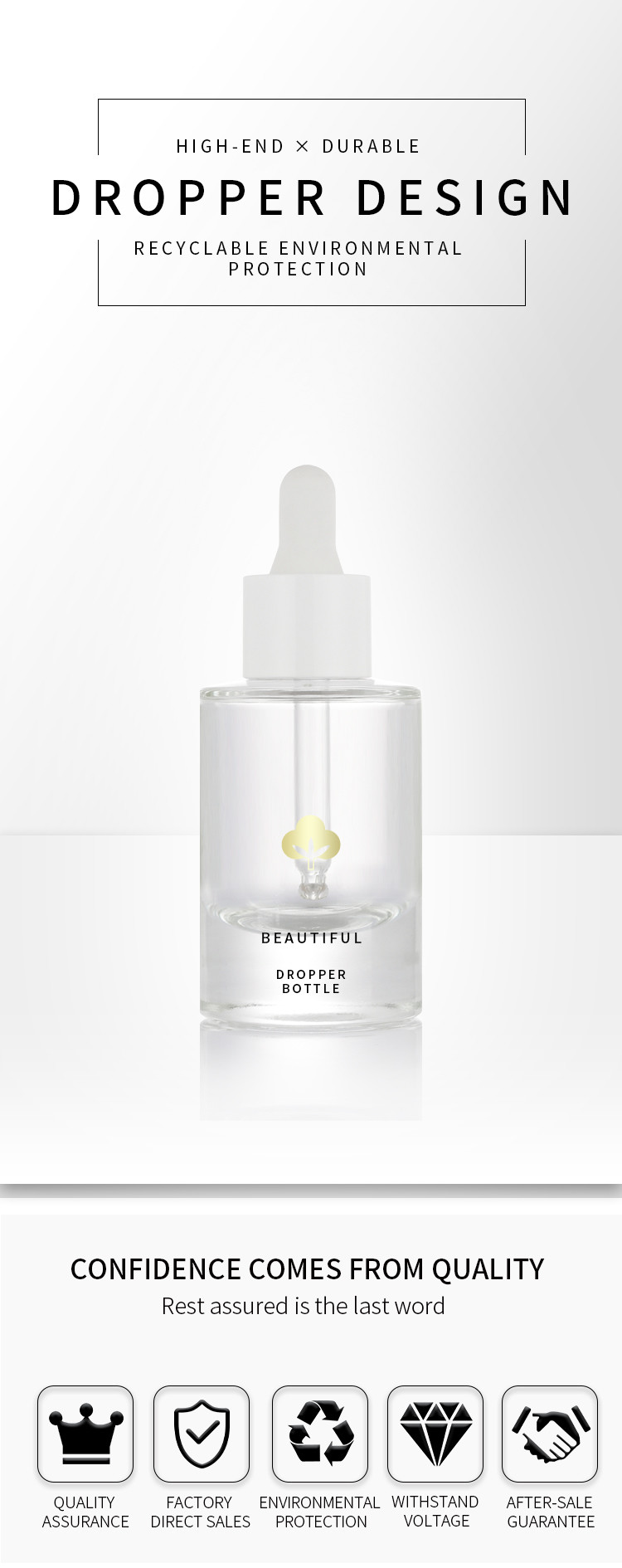 OEM/OEM service transparent matte 30ml liquid essential oil hair dropper bottle