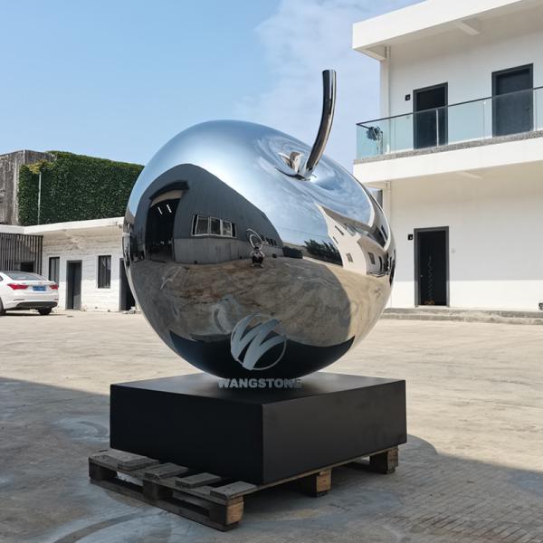 Weather-Resistant Stainless Steel Mirror Apple Sculpture Outdoor Garden Art