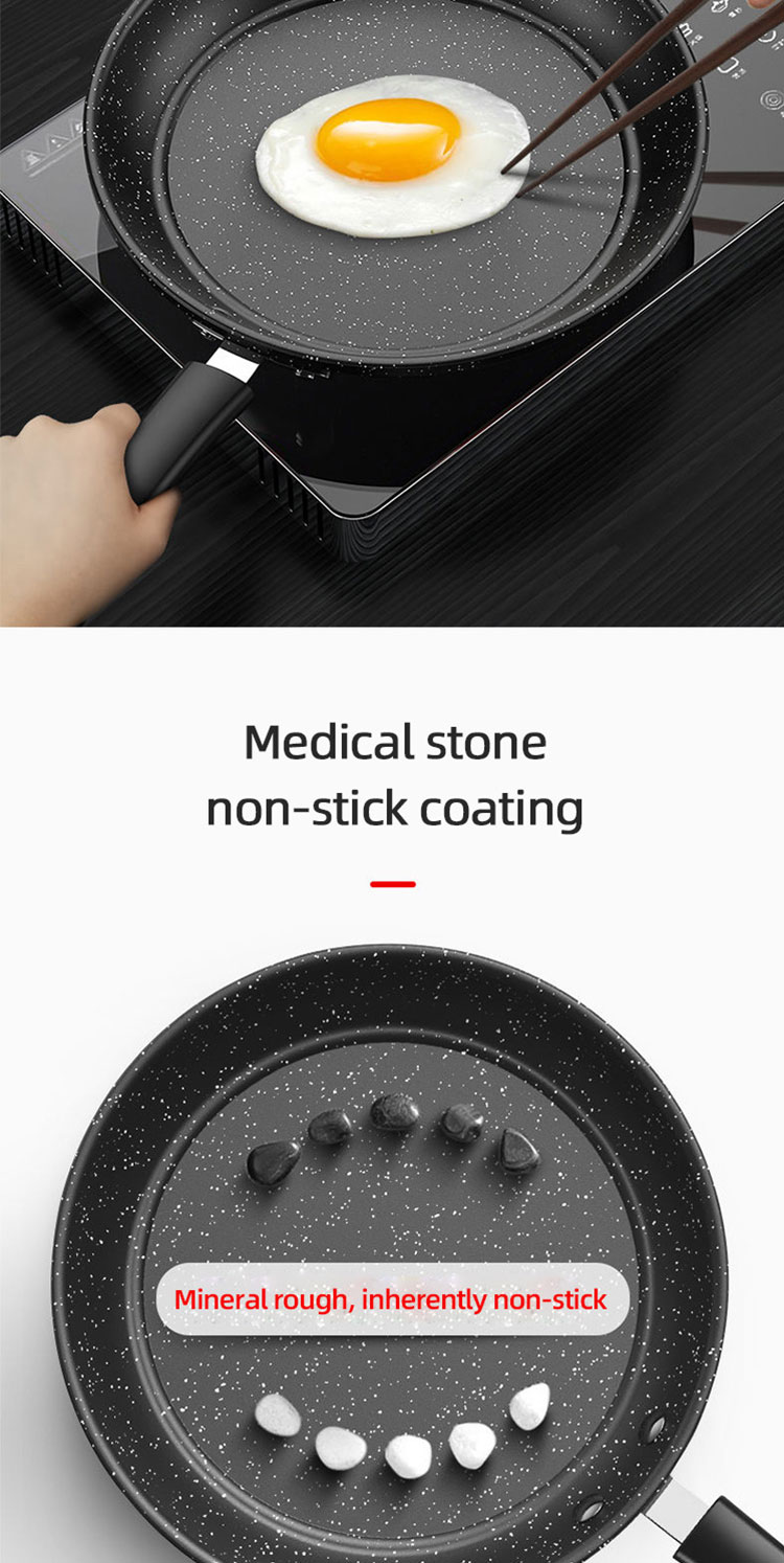 Factory Direct Sale Thickened Black Iron Cooking Frying Pan Medical Stone Nonstick Fry Pan With Lid
