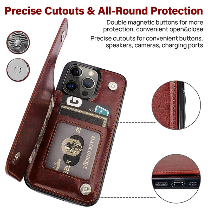 PU Leather Kickstand Phone Case Wallet with Card Slots and Lightweight Design