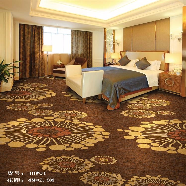 Nylon brown printed wall to wall carpet for guest room